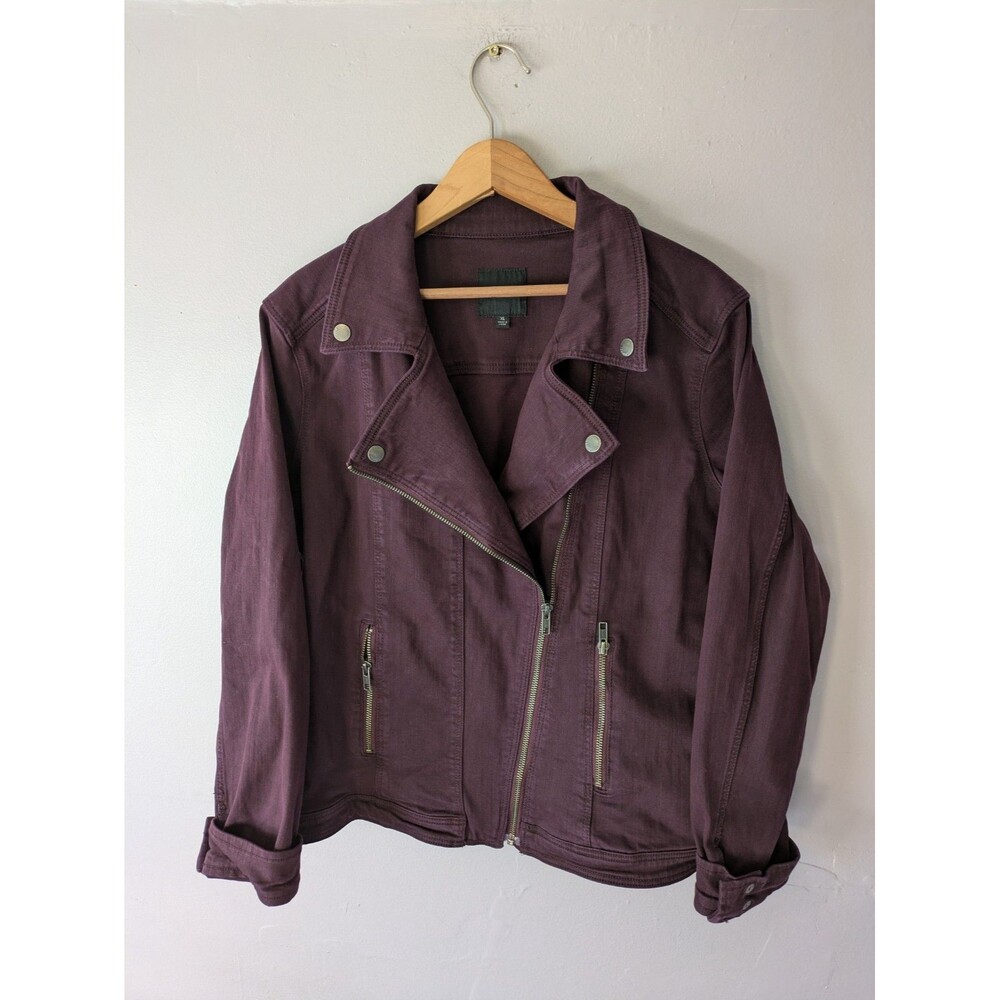 Liverpool Los Angeles Bradford Moto Denim Jacket Maroon, Burgundy, purple XL